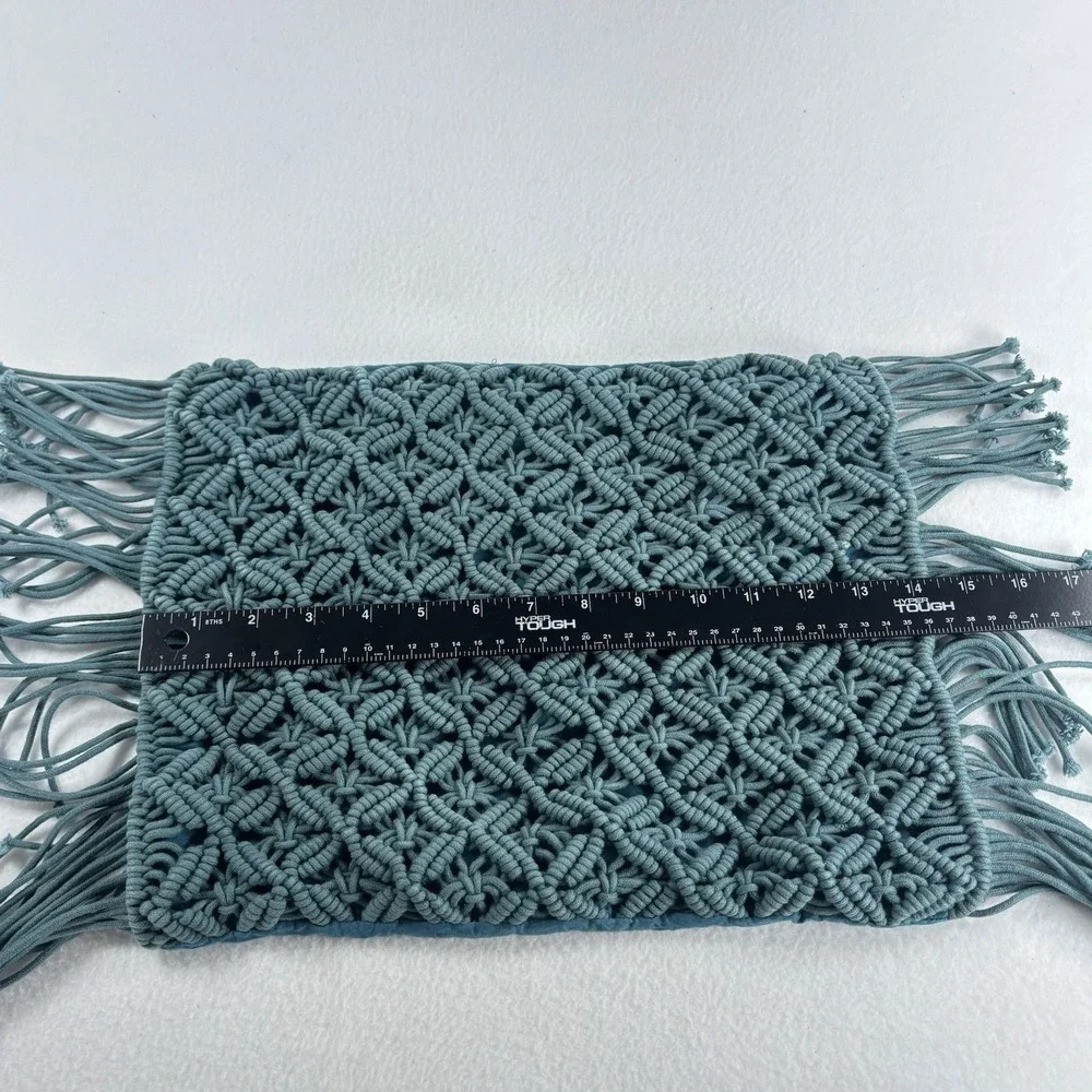 Pier one macrame‎ decorative pillowcase zipper Teal Blue Boho